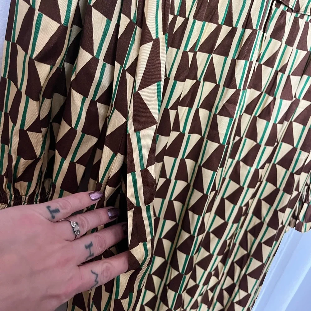 SOLD MRC NWT Kitri Savannah Chocolate Tile Print Viscose Midi Dress sz 6 (UK 10) - Picture 7 of 11
